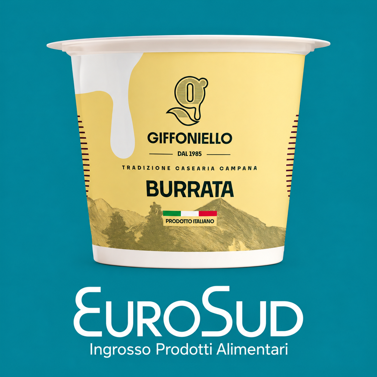 Confezione Burrata Giffoniello 100 g, tradizione casearia campana, codice BURRAT100GIFFO(PRO) EuroSud Food